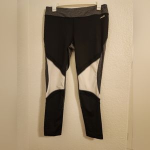 Avia Black Colorblock Mesh Leggings Active Full Length White Grey Size XL